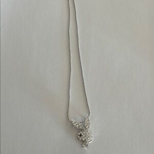Silver playboy Bunny Pendant Necklace